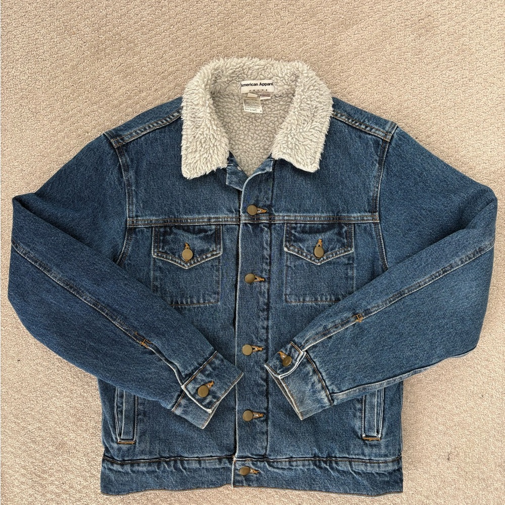 American Apparel Unisex Denim Jacket with Sherpa Lining & Collar